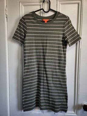 Joe Fresh Green and Pink Striped Short Sleeve T-Shirt Dress - Size XS